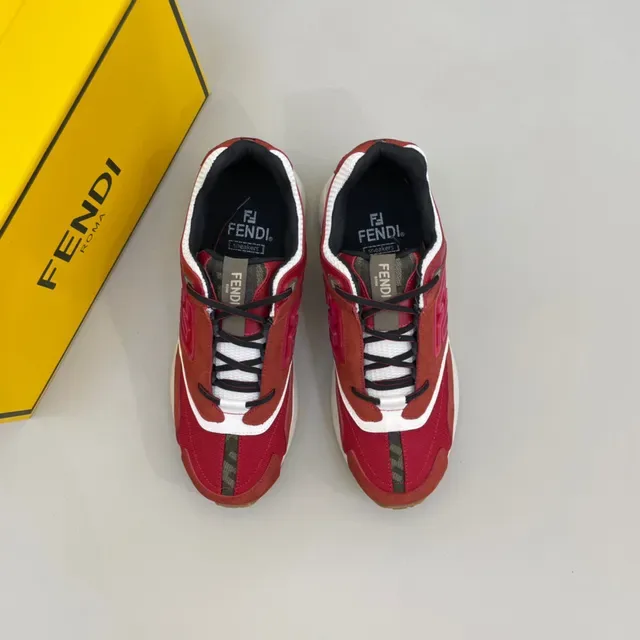 Fendi Rouge Blanc Sans Lacets Slip-On Oversized Avec Logo FF Lifestyle Sneakers 8