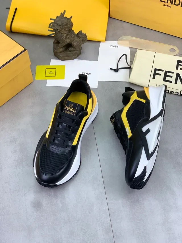Fendi Sneakers Noires et Jaunes Style de Vie 5