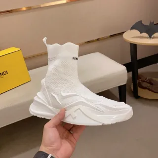 Fendi Speed Trainer All-White Sock-Fit Chunky Sneaker