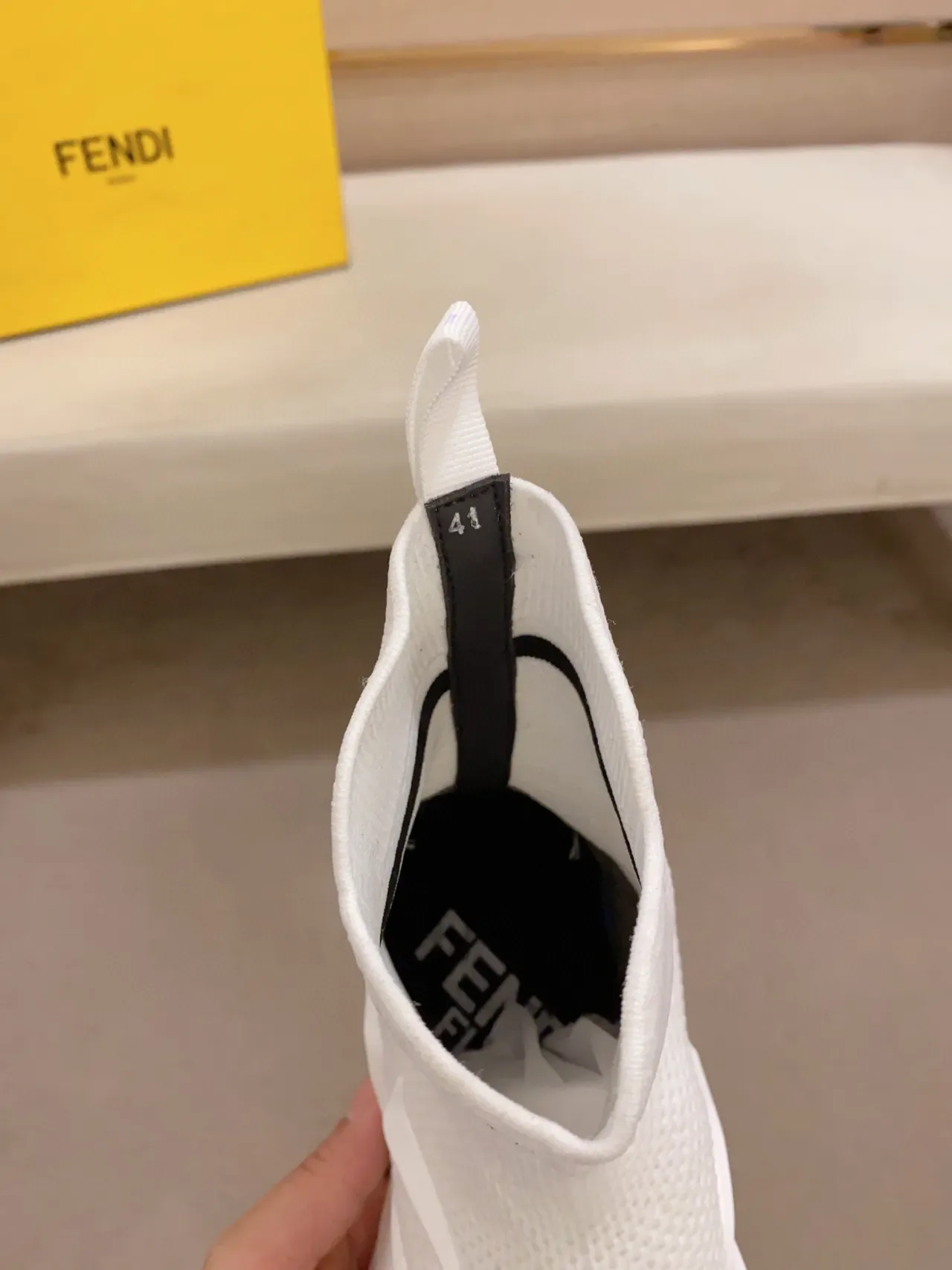 Tênis Fendi Speed Trainer All White Sock Fit Chunky 2