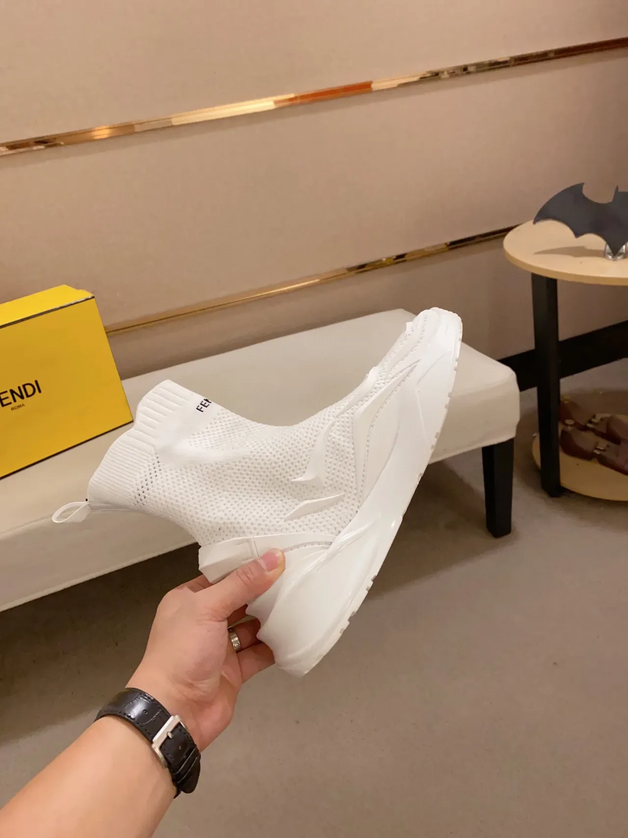 Tênis Fendi Speed Trainer All White Sock Fit Chunky 6