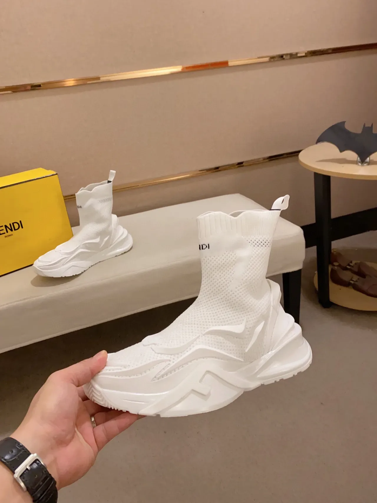 Tênis Fendi Speed Trainer All White Sock Fit Chunky 8