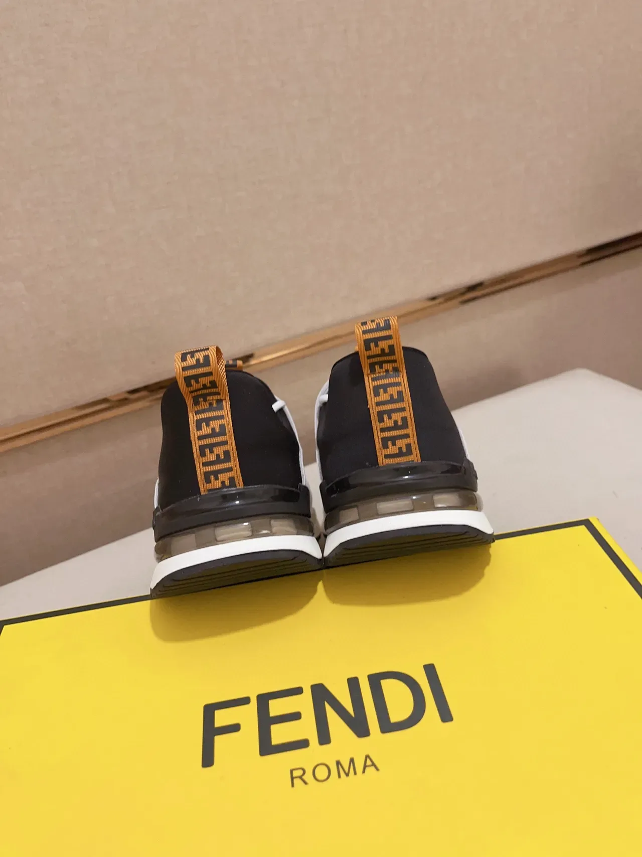 Fendi White Brown Mixed-Material Upper FF Monogram Fabric Toe Lifestyle Sneakers 4