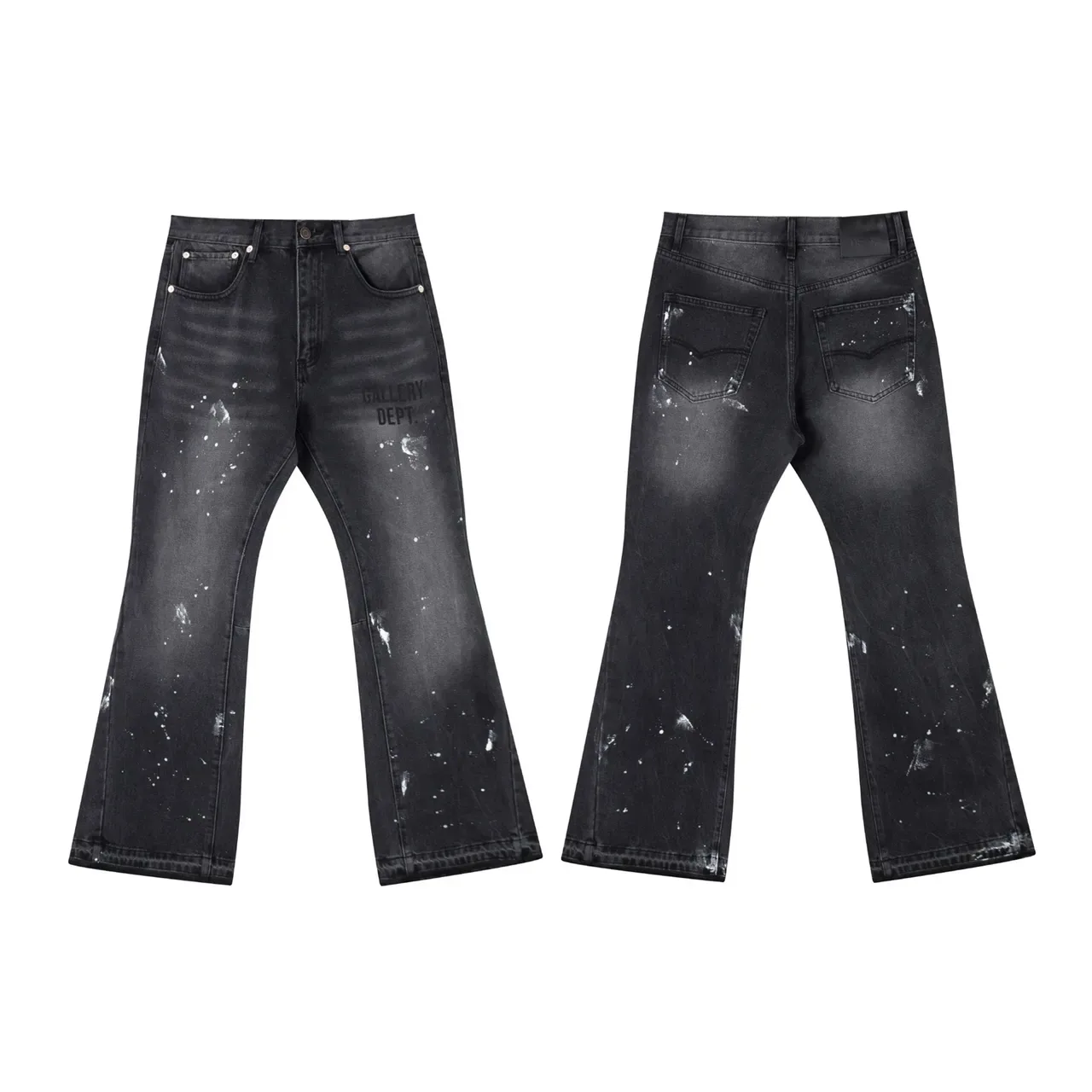Gallery Dept Flared Distressed Paint-Splatter Black Jeans 2