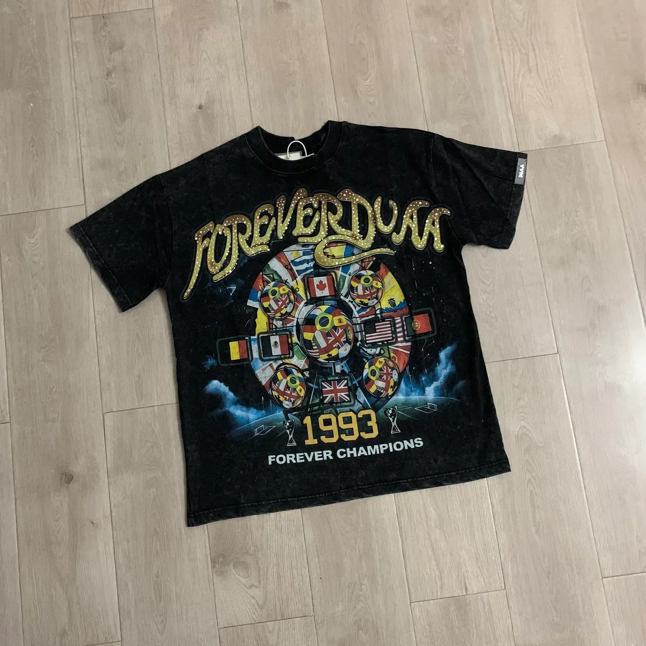 Acid-Wash Black Graphic Print Oversized T-Shirt 5