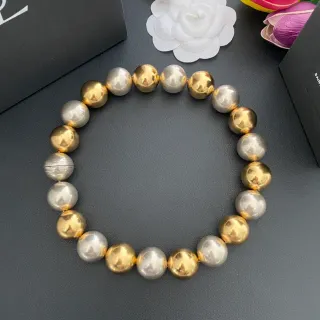 Pulsera de cuentas esféricas de oro y plata alternadas