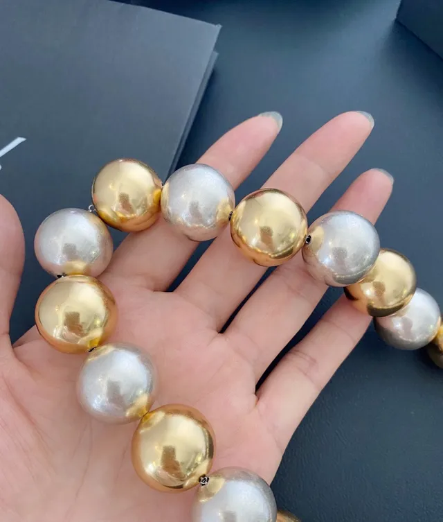 Alternating Gold and Silver Spherical Bead Bracelet 7