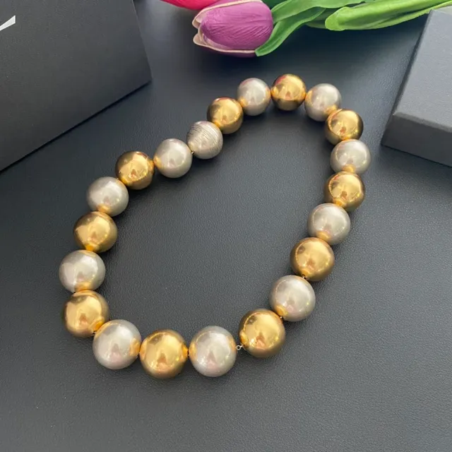 Alternating Gold and Silver Spherical Bead Bracelet 8