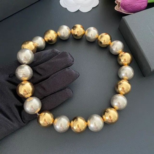 Alternating Gold and Silver Spherical Bead Bracelet 9