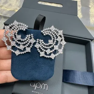 apm Monaco Ornate Pavé Crystal Floral Lattice Statement Earrings