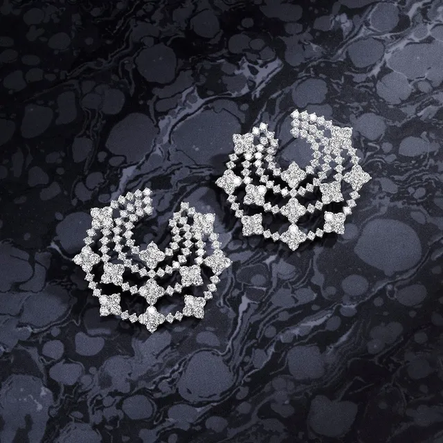 apm Monaco Ornate Pavé Crystal Floral Lattice Statement Earrings 4