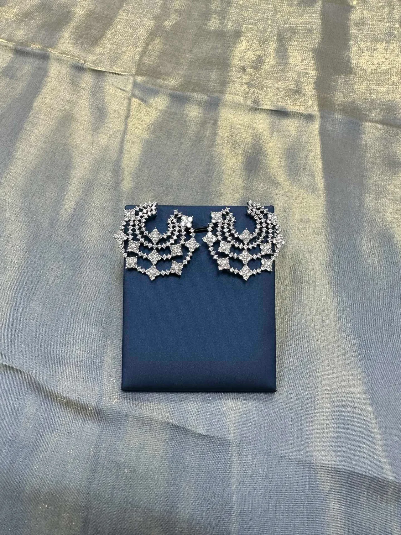 apm Monaco Ornate Pavé Crystal Floral Lattice Statement Earrings 9