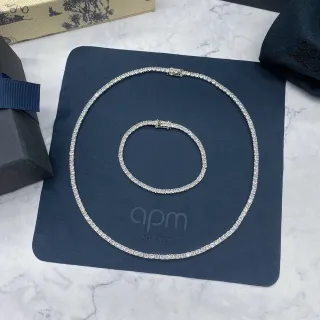 APM Monaco Pavé Tennis 银色海军单排项链