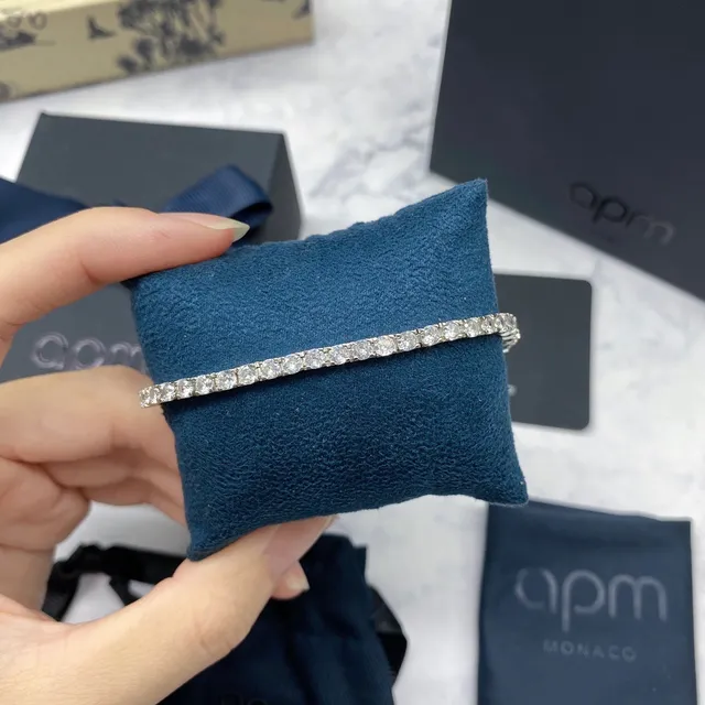 APM Monaco Pavé Tennis Silver Navy Single-Row Necklace 6