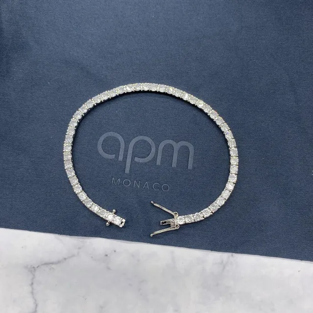 APM Monaco Pavé Tennis Silver Navy Single-Row Necklace 7
