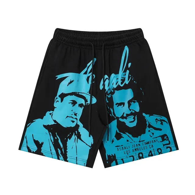 ASAALI JEAN COMPANY Graphic-Print Elastic-Waist Shorts 7