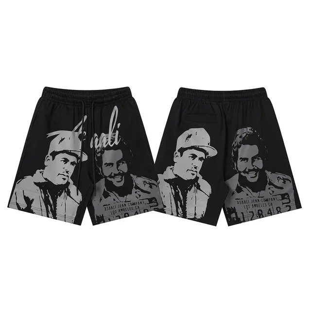 ASAALI JEAN COMPANY Graphic-Print Elastic-Waist Shorts 9
