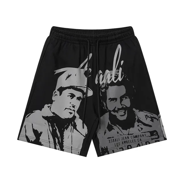 ASAALI JEAN COMPANY Graphic-Print Elastic-Waist Shorts 10
