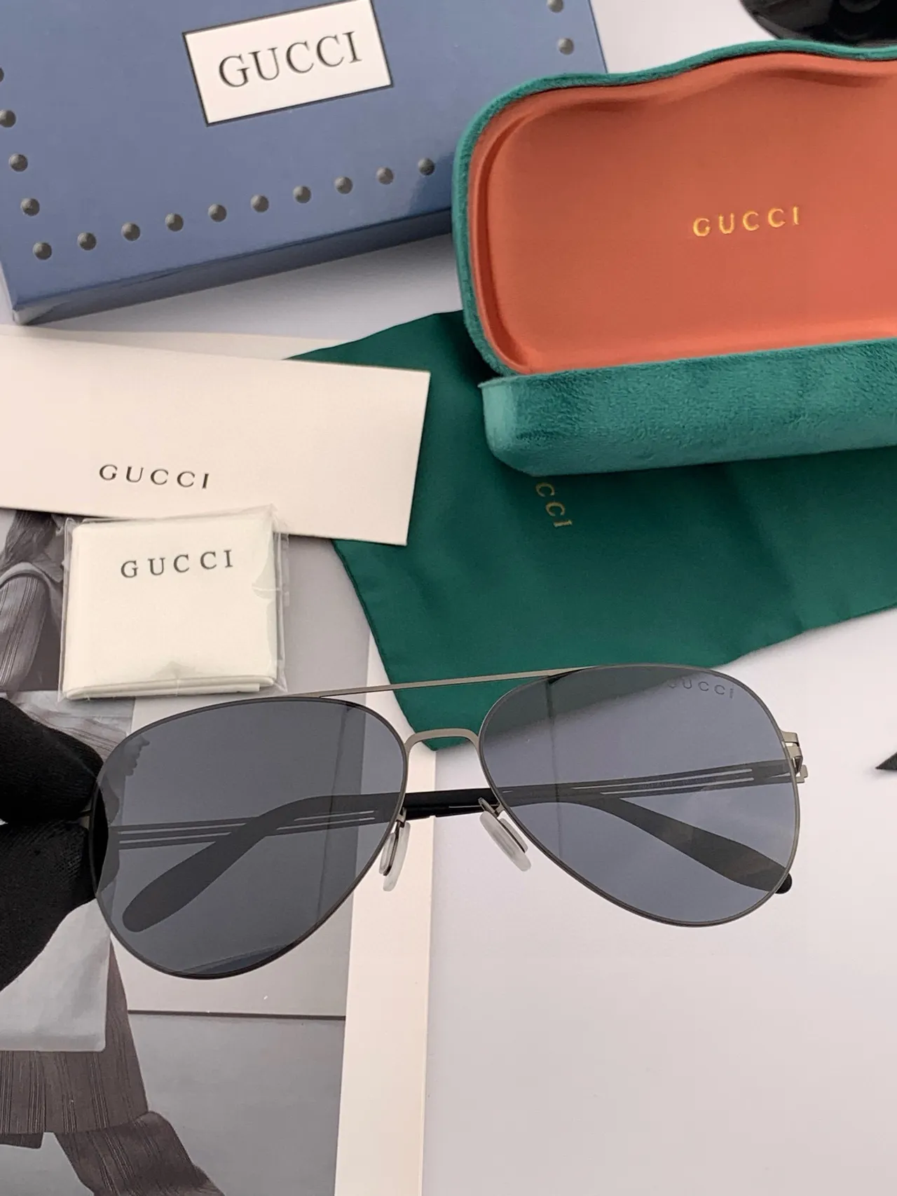 Aviator-Style Thin Metal Frame Black Sunglasses 7