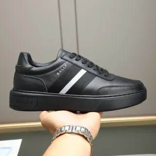 BALLY Black Leather Side-Stripe Lifestyle Sneakers
