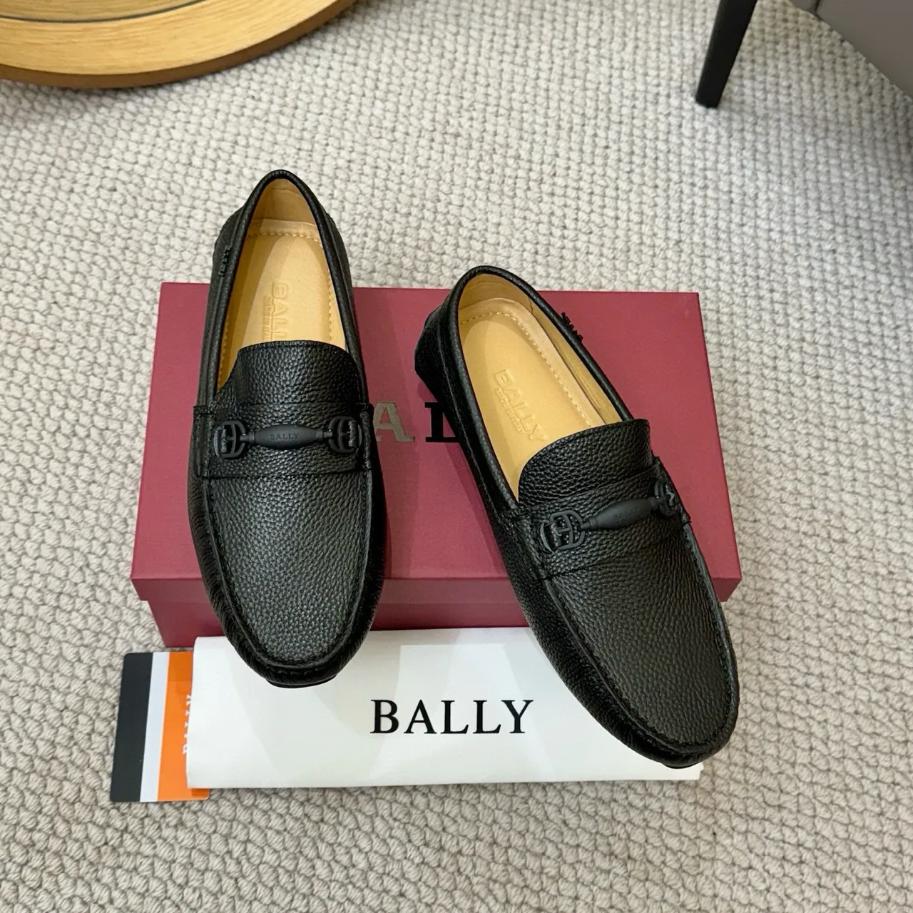 Bally Black Pebbled Leather Horsebit Loafer 2