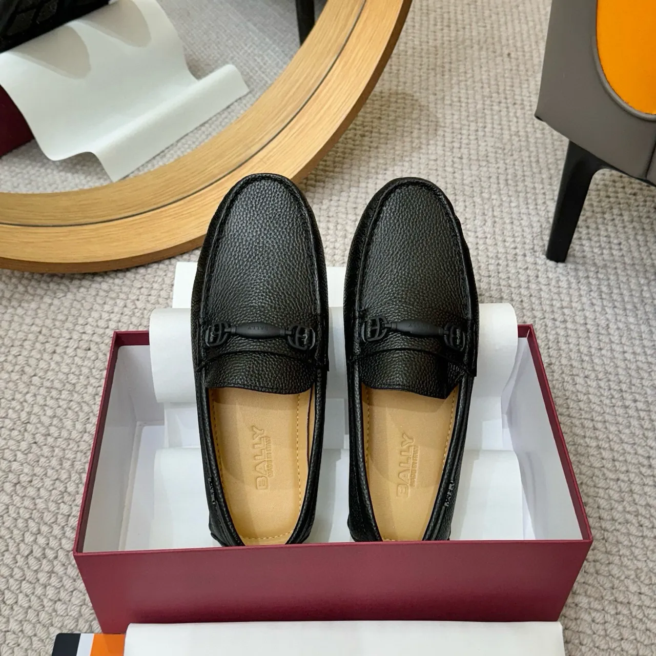 Bally Black Pebbled Leather Horsebit Loafer 3