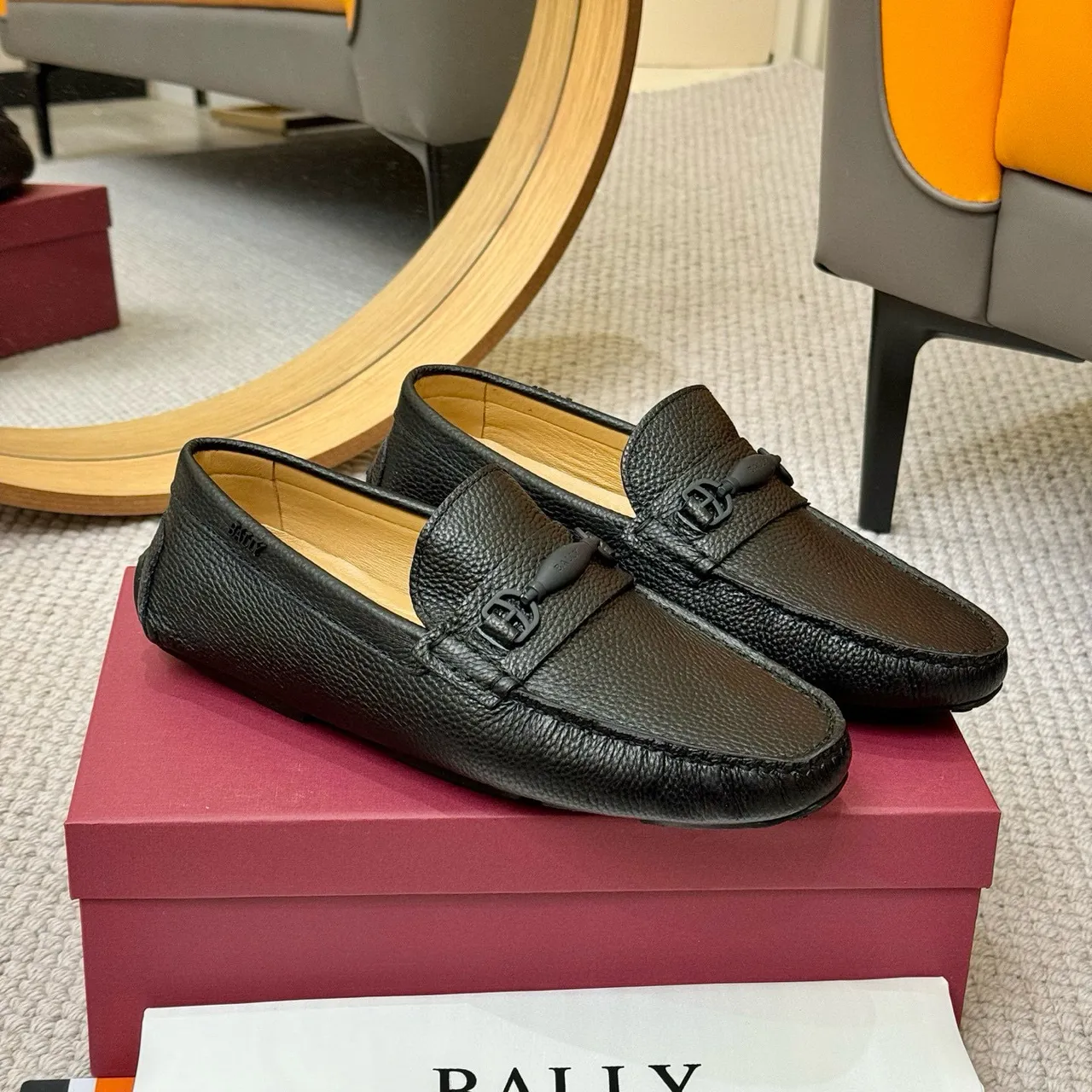 Bally Black Pebbled Leather Horsebit Loafer 4