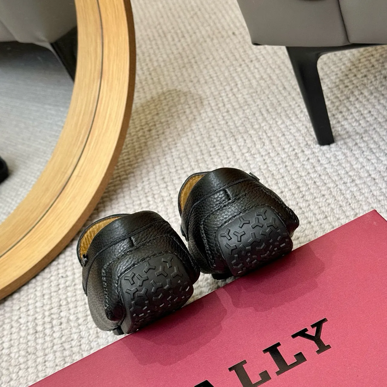 Bally Black Pebbled Leather Horsebit Loafer 9