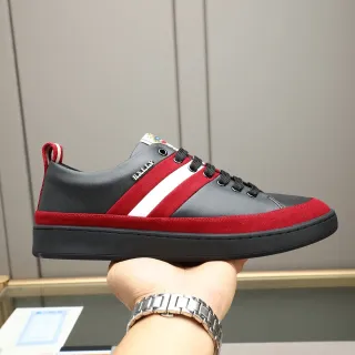 Bally Black Red Low-Top Suede-and-Leather Upper Lifestyle Sneakers