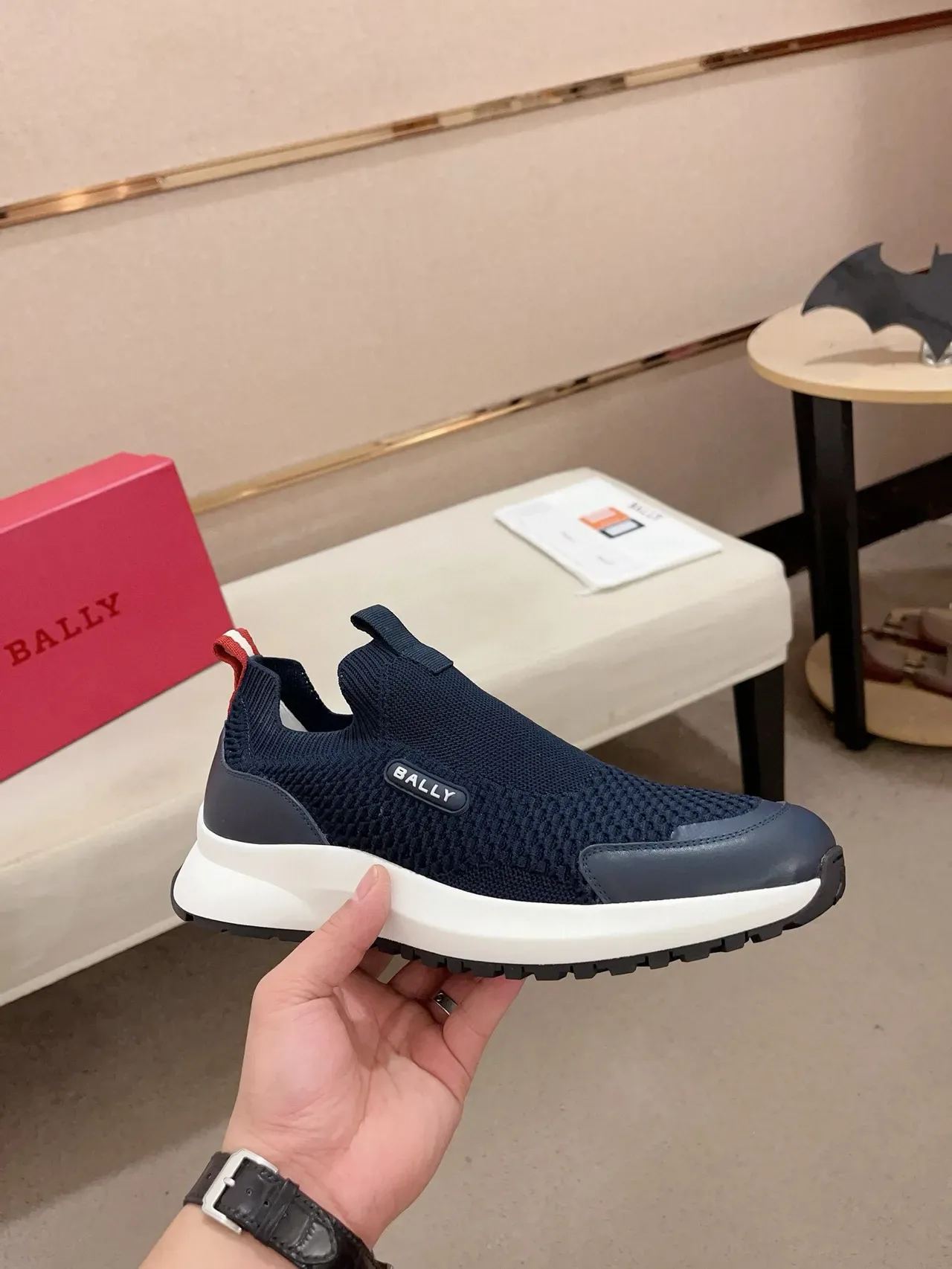 BALLY Slip-On Knit Navy Lifestyle Sneakers 4