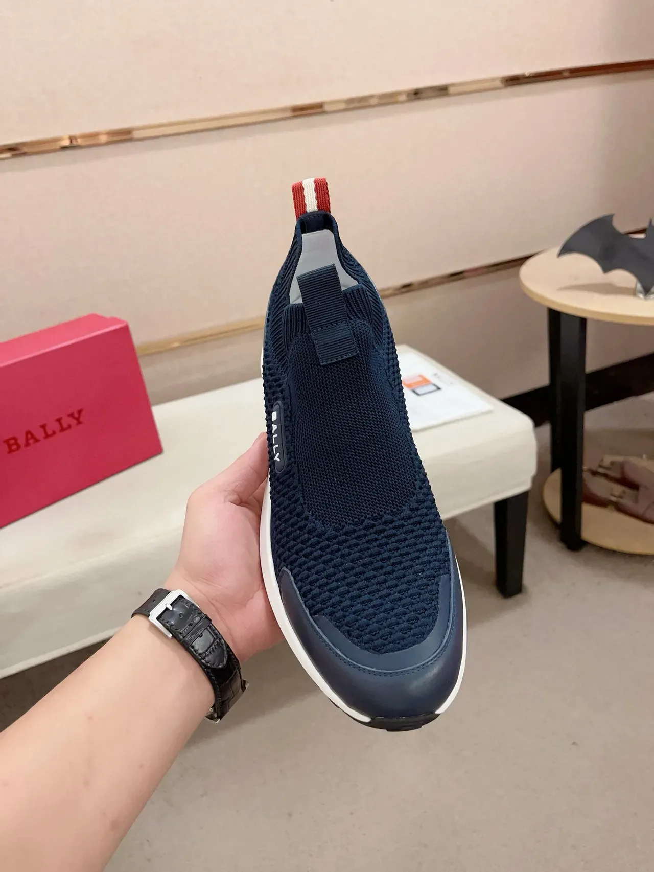 BALLY Slip-On Knit Navy Lifestyle Sneakers 5