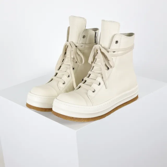Beige Brown High-Top Platform Sole Boots 2