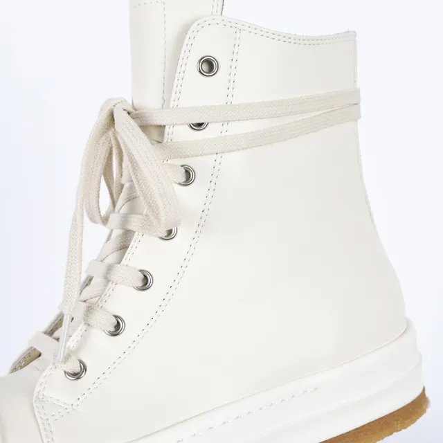 Beige Brown High-Top Platform Sole Boots 6