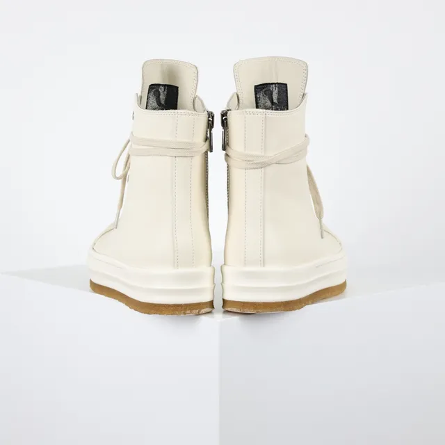Beige Brown High-Top Platform Sole Boots 8
