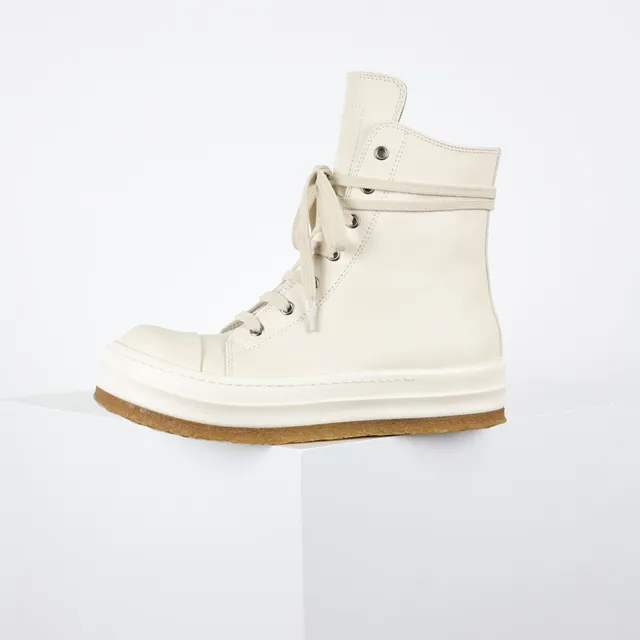 Beige Brown High-Top Platform Sole Boots 9