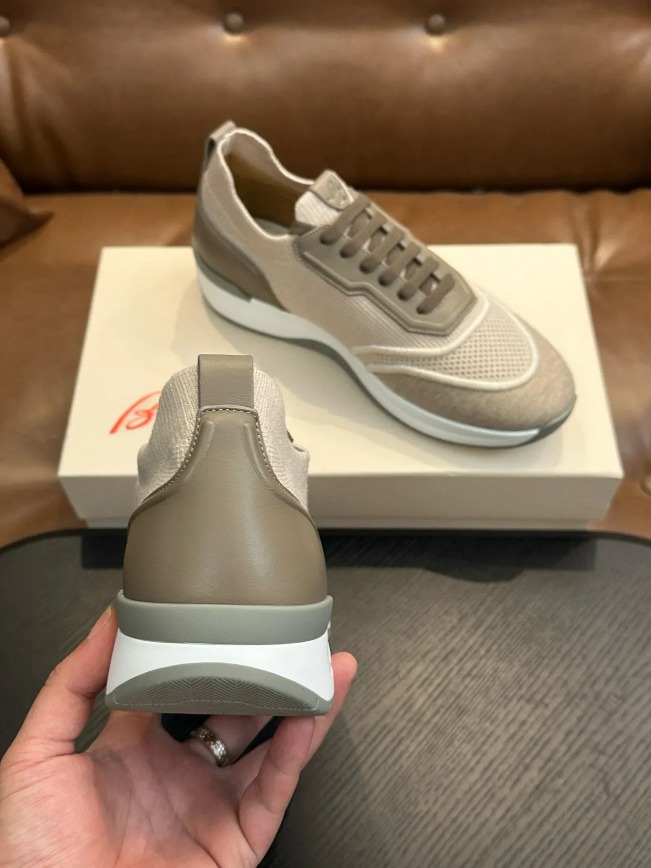 Beige Mesh and Taupe Overlay Lifestyle Sneakers 8