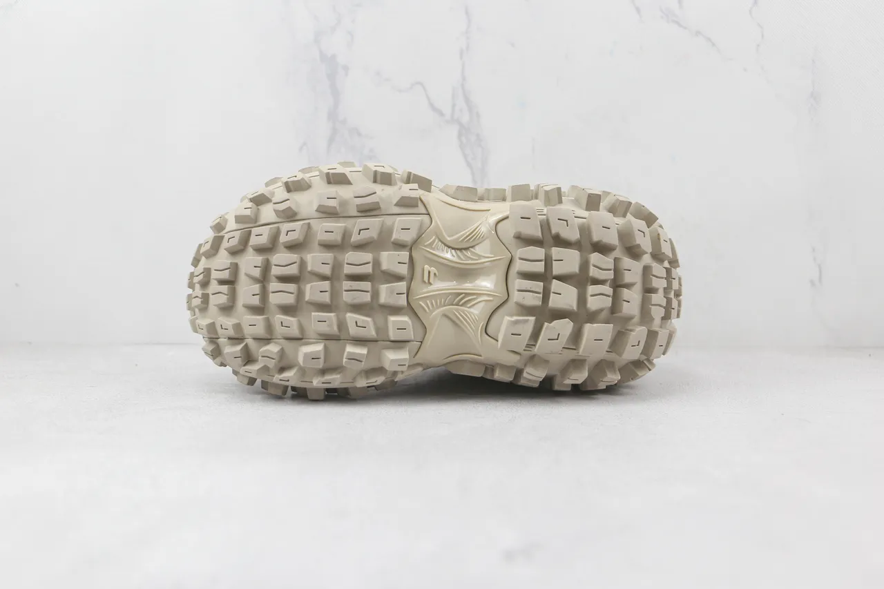 Beige Oversized Lug Sole Mesh And Synthetic Overlay Upper Chunky Sneakers 8