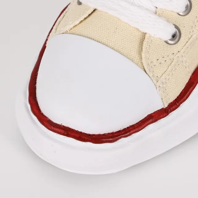 Beige Red Off-White Upper Rubber Toe Cap Canvas Shoes 5