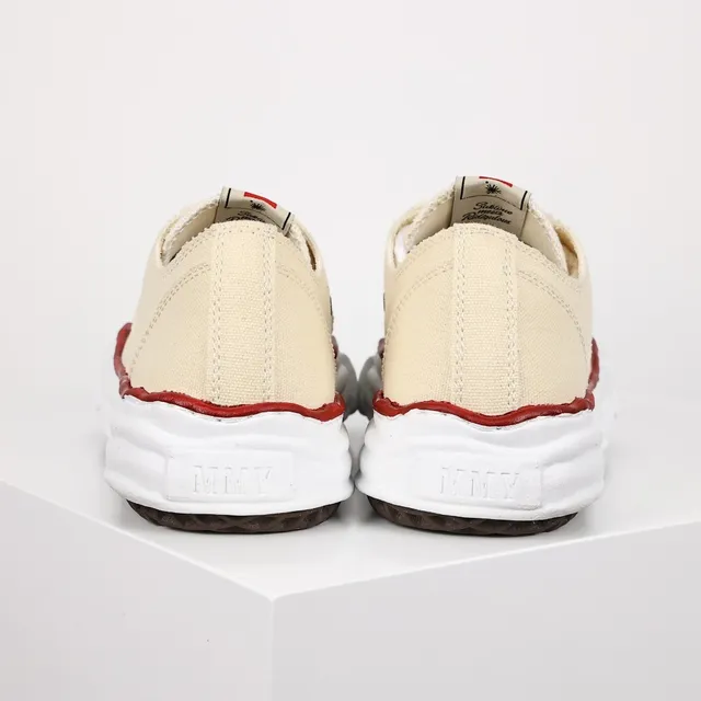 Beige Red Off-White Upper Rubber Toe Cap Canvas Shoes 8