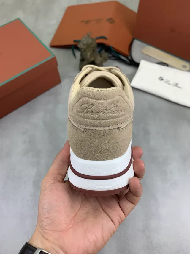 Beige Suede and Textile Low-Top Lifestyle Sneaker 3