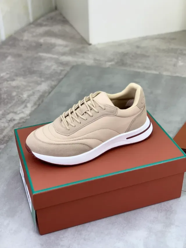Beige Suede and Textile Low-Top Lifestyle Sneaker 4