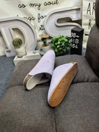Beige Suede-Like Open-Back Cork-Sole Slippers 16