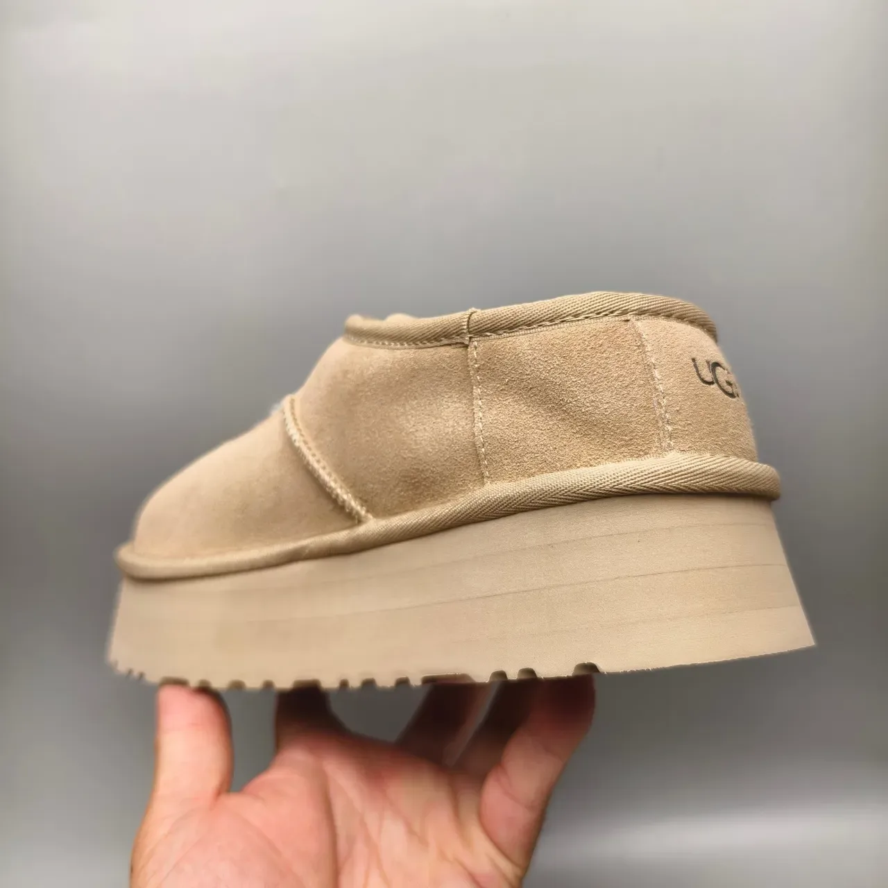 Beige Suede Upper Shearling-Lined Mary Jane Shoes 4