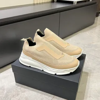 Beige White Slip-On Knit Sculpted Sole Lifestyle Sneakers
