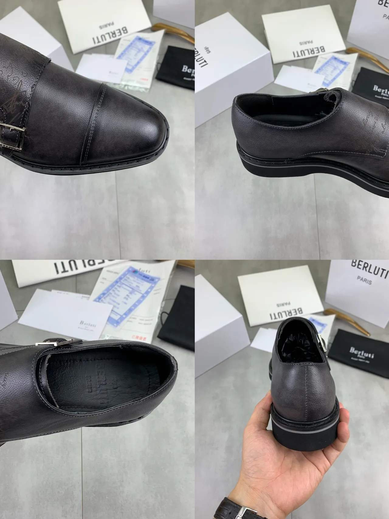 Berluti Double Monk Strap Black Silver Cap-Toe Monk Shoes 2