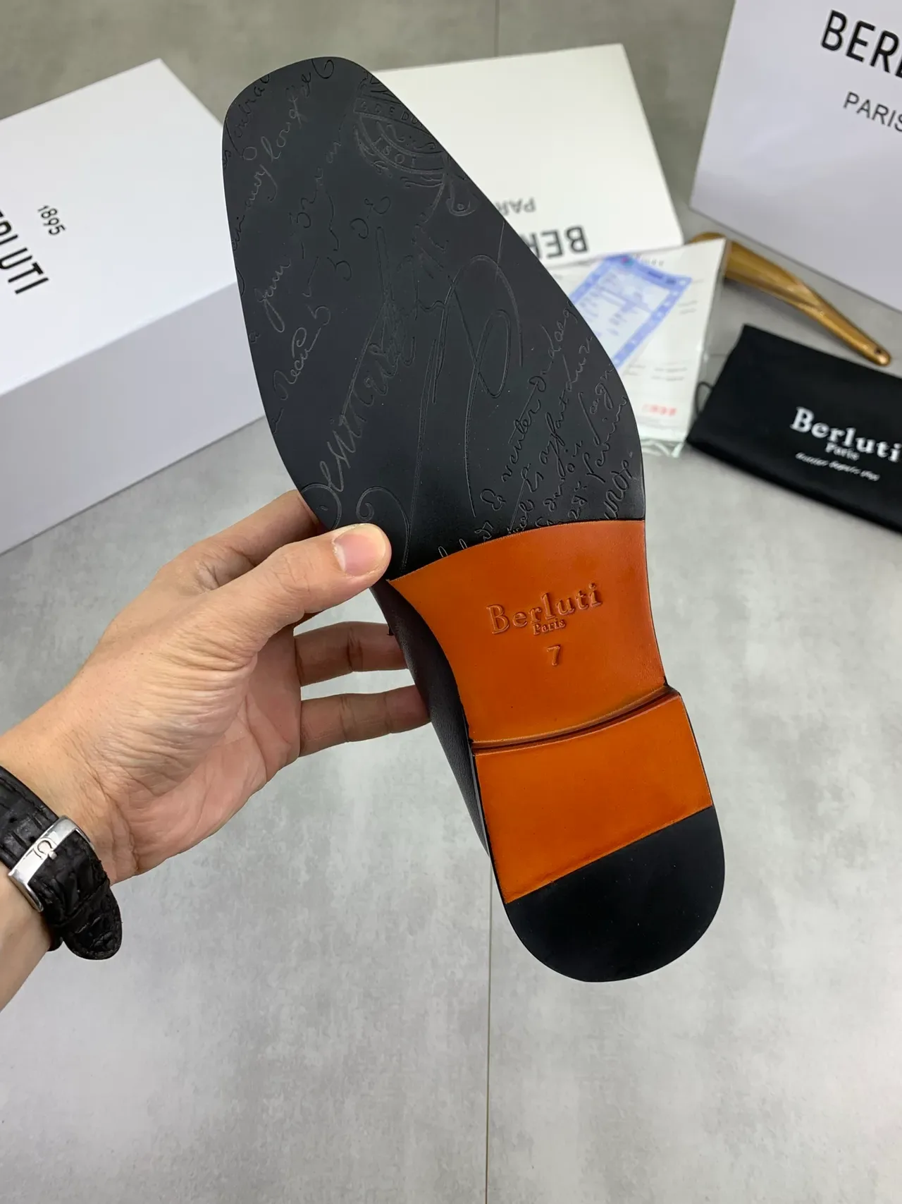 BERLUTI Penny Loafer Square Toe Black Leather Loafers 3