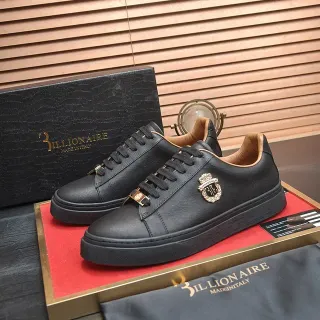 Billionaire Negro Dorado Cuero herrajes Estilo de vida Zapatillas