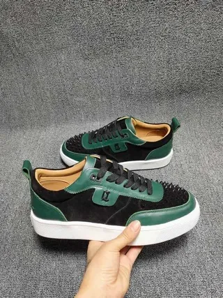 Black and Emerald Green Spiked Toe Lifestyle Sneakers 4
