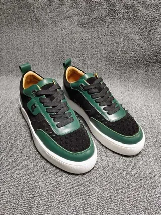 Black and Emerald Green Spiked Toe Lifestyle Sneakers 6