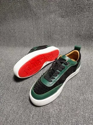 Black and Emerald Green Spiked Toe Lifestyle Sneakers 7